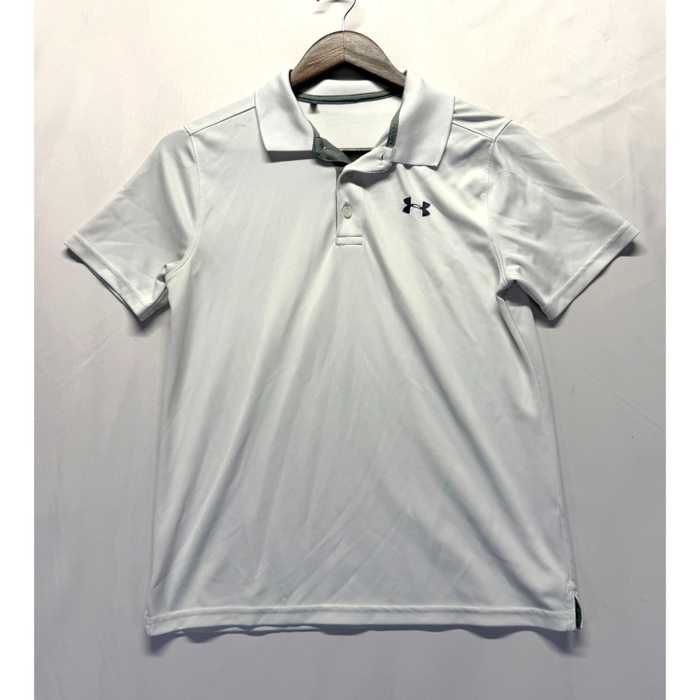 Under Armour T2G Pique Polo Shirt Youth XL White Moisture Wicking Golf Teinnis